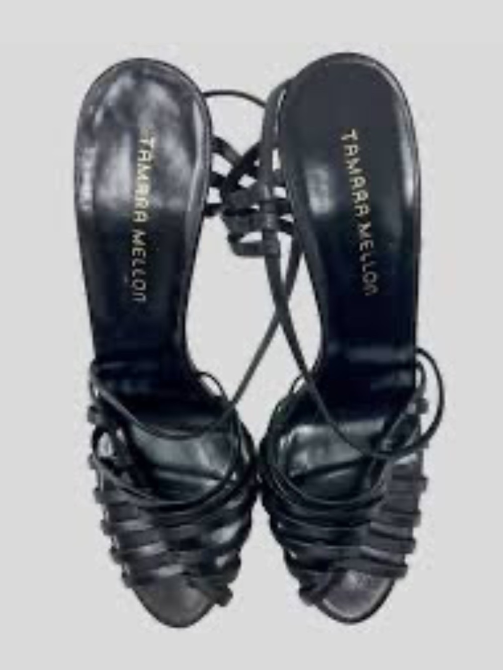 Tamara Mellon Black Multi-Strap Stiletto Sandals